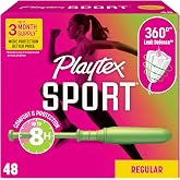 Playtex Sport Tampons Regular, with 360 Leak Defense, Fragrance Free, 48 ct