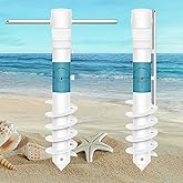 Beach Umbrella Sand Anchor, 1 Pack Outdoor Umbrella Base with 5-Spiral Screw Design & Removable Stainless Steel Handle, Beach Umbrella Holder Stand Resist Strong Winds One Size Fits All Umbrellas