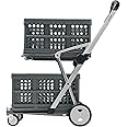 CLAX® The Original | Made in Germany | Multi Use Functional Collapsible Carts | Mobile Folding Trolley | Storage Cart Wagon | Shopping Cart with 2 Storage Crates | Platform Truck (Light Grey)