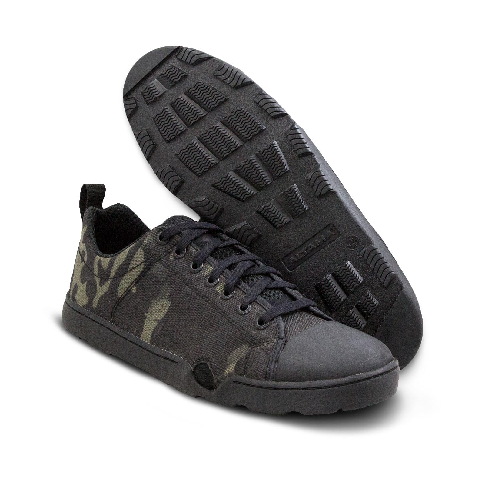 Altama Unisex Maritime Assault Low Boots, Dive Fin-Compatible Tactical Sneakers with Air Mesh Lining & Water Drainage Ports, MultiCam Black, 16.5 Women/15 Men Image