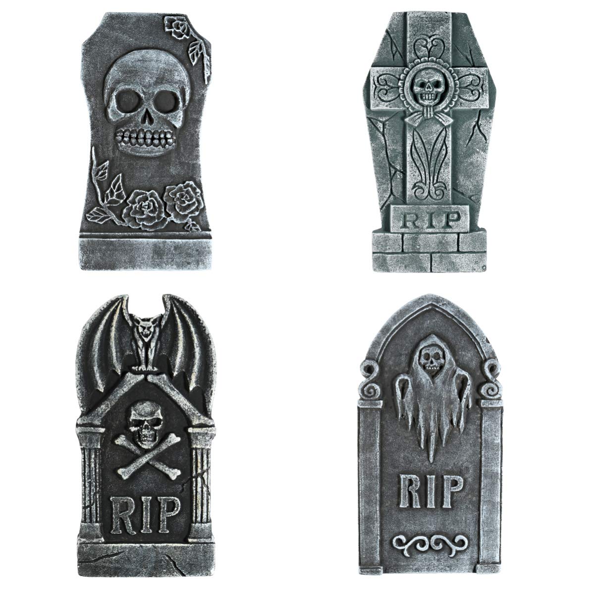 Tomaibaby 4Pcs Halloween Decorations, Tombstone Props Garden Graveyard Reusable Haunted House Yard Decorations and Accessories, 16 Inch
