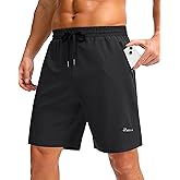 Pudolla Men's Running Gym Shorts with Zipper Pockets 9" Lightweight Quick Dry Running Workout Athletic Short