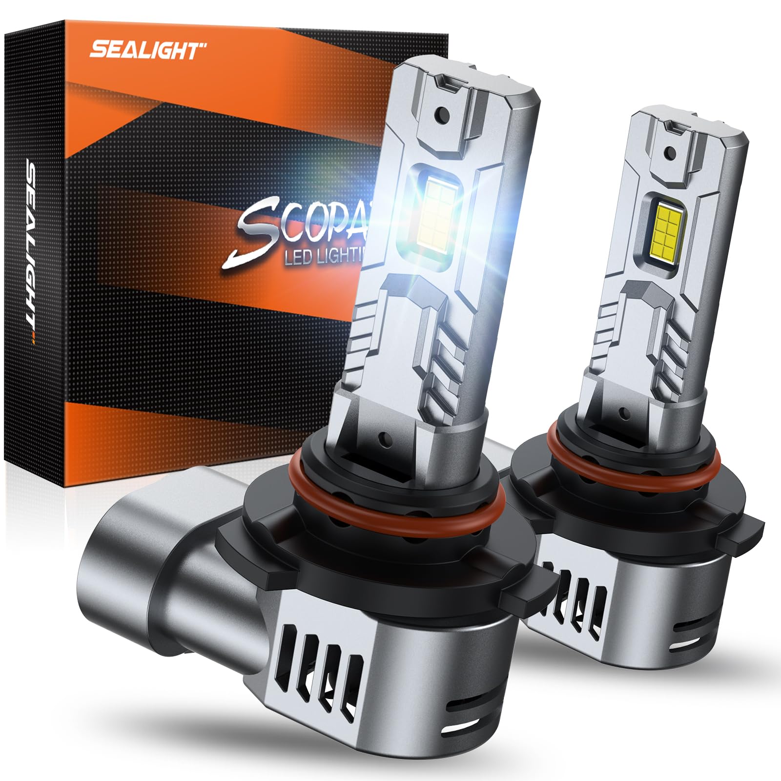 SEALIGHT 9005/HB3 Fog Bulbs 9x Brightness 50000LM Extra Wide View, HB3 Fog Bulb Canbus Ready 70000Hrs with 14000RPM Cooling Fan, Pack of 2 Image