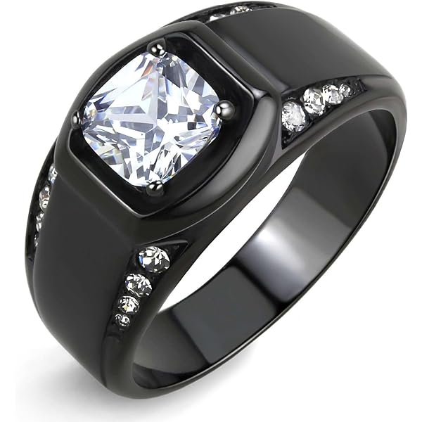 Men's 1.33 CT Cubic Zirconia Stainless Steel Ring - Two-Tone Rose Gold & Silver Band (Size 8-13)