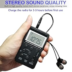 Portable AM/FM Pocket Radio with Digital Tuning LCD