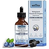 Methylated B Complex Liquid Drops, Complete Methyl B Complex Multivitamin w. 5-MTHF MethylFolate Inositol & Choline, Super B-Complex Methylated for MTHFR Support, Energy Mood Nerve & Brain Health
