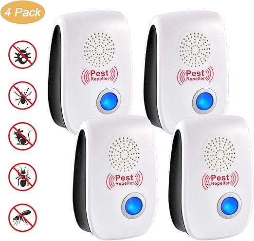 QUTAII Repelente Ultrasónico Mosquitos, 4 Pack Electrónico ...