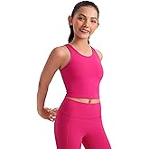 CRZ YOGA Girls Butterluxe Double Lined U Neck Crop Tank Tops - Dance Yoga Athletic Casual Racerback Tight Kids Teen