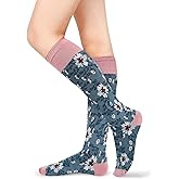 Benefeet Sox Girls Cute Floral Knee High Socks Women Novelty Colorful Kawaii Flower Patterned Long Tube Cotton Socks Gifts