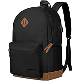 Goloni Classic Backpack with USB Charging Port,Water Resistant Anti-Theft Travel Backpack for Men & Women,Laptop Backpack,Fits 17.3 Inch Laptop,Black