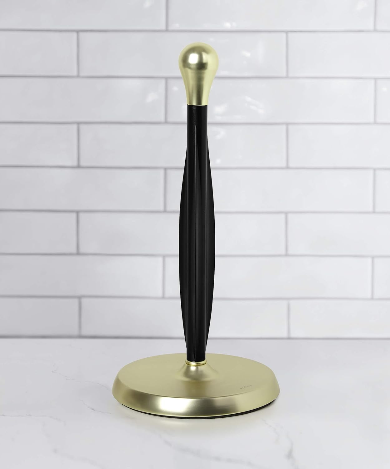 umbra towel set on Easy One Handed Tear Kitchen Paper Towel Dispenser With Weighted Base For Standard Paper Towel Rolls Umbra Tug Modern Stand Up Paper Towel Holder 1 Set Metallic Black Storage Organization Home