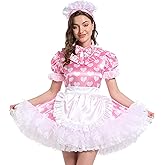 Hoplizy Sissy Maid Sweet Heat Printed Puffy Dress Apron With French Headdress Set Crossdress