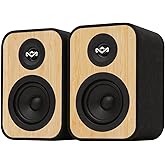 House of Marley Uplift Bluetooth Bookshelf Speakers, Bamboo Finish, Bluetooth 5.3, Superior Stereo Sound, RCA Input, Recycled Fabric, Sustainable Paper Packaging, Perfect Pair for Turntables