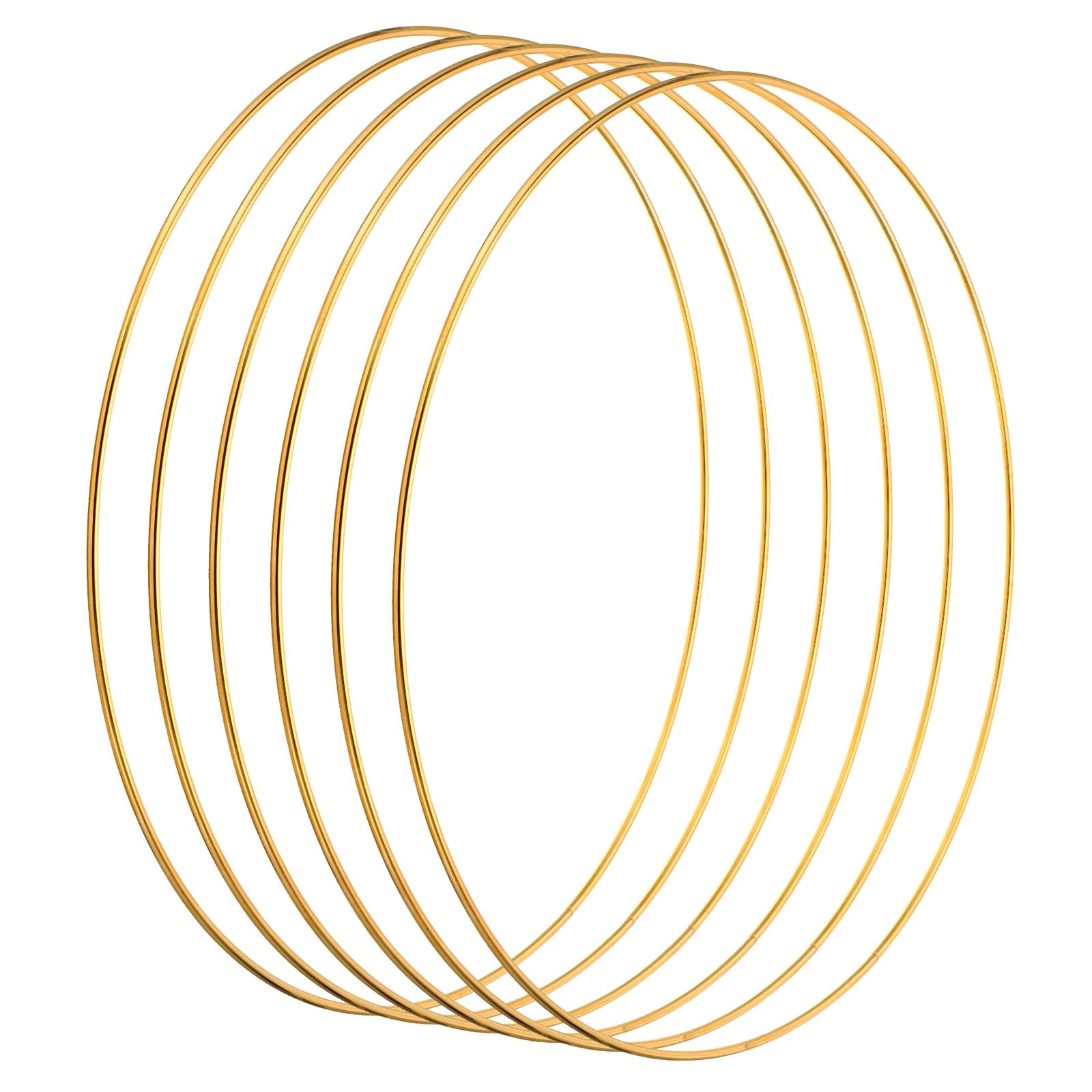 PATIKIL 12 Inch Dream Catcher Rings, 6 Pcs Metal Macrame Wreath Floral Round Ring Hoop for Christmas Decor Home Car DIY Craft Wedding Wall Hanging Decorations, Gold — image 1