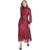 Halston Womens Long Bishop Sleeve Mock Neck Maxi Dress