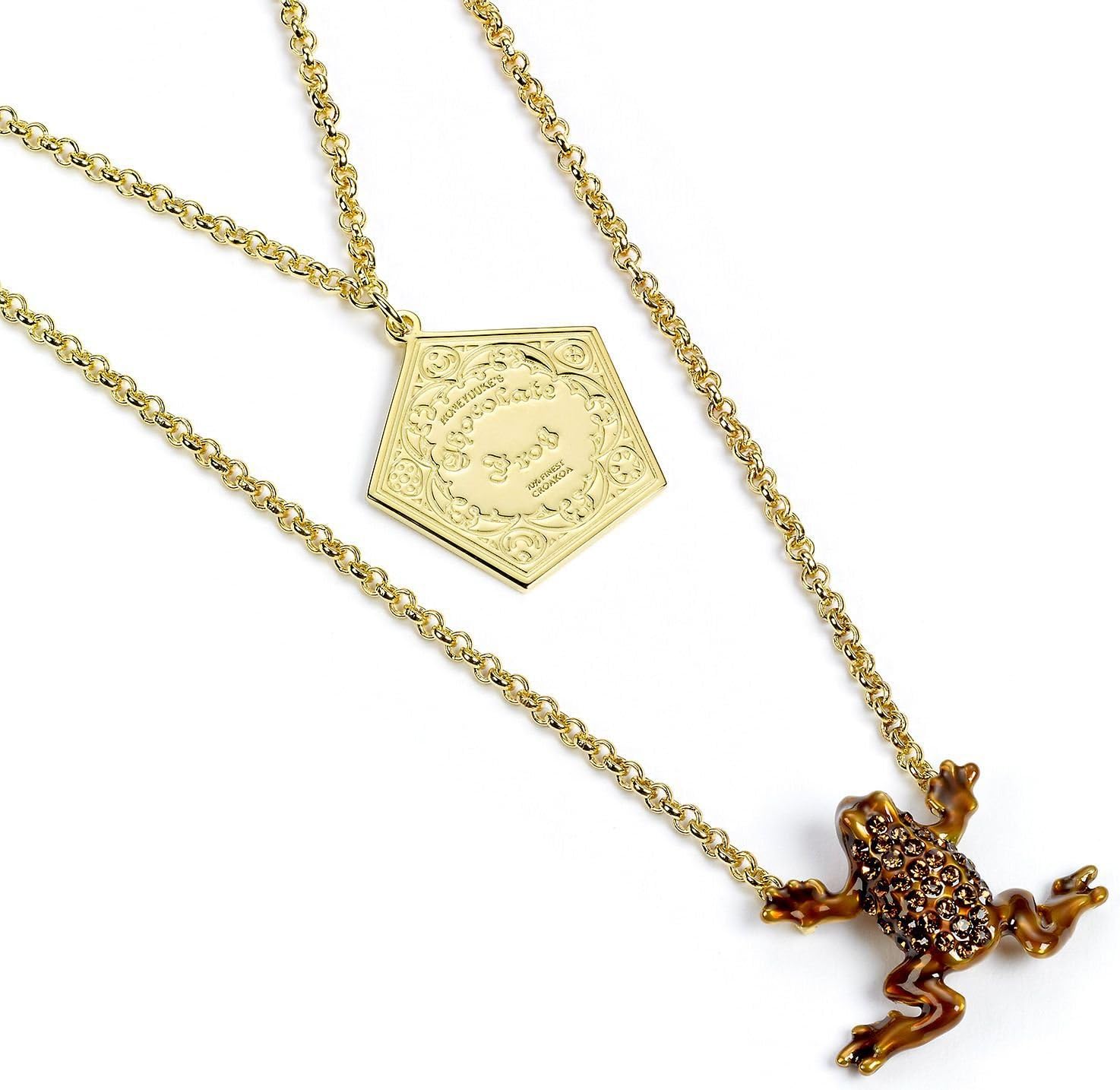 Official Harry Potter Sterling Silver Chocolate frog gold plated layer necklace Embellished with Swarovski® Crystals by The Carat Shop