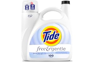 Tide Free & Gentle Liquid Laundry Detergent, Tide Laundry Detergent, Clean Laundry Detergent, 100 Loads, 3.9L