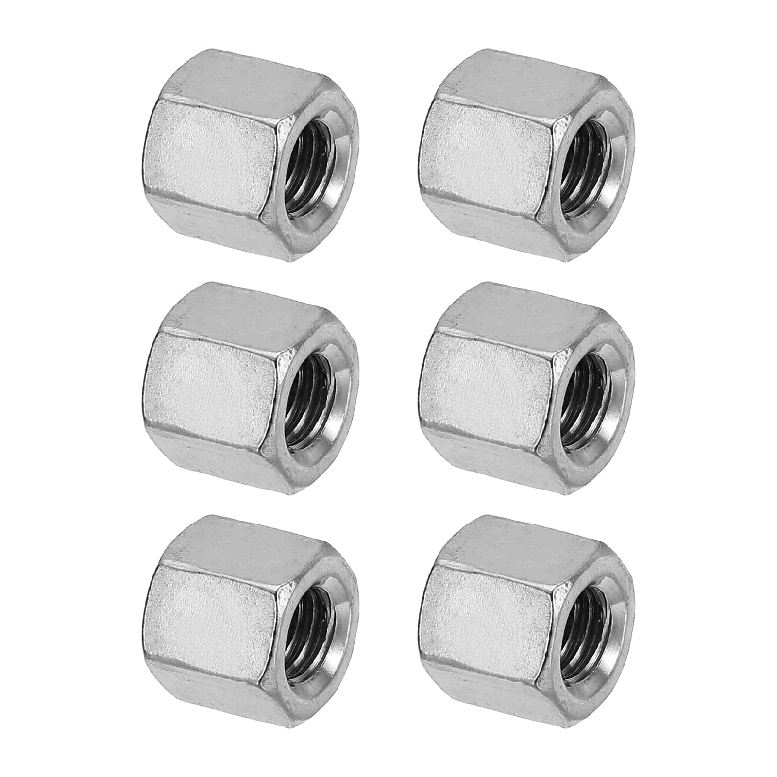PATIKIL M8 x 1.25-Pitch 304 Stainless Steel Hex Coupling Nuts, 6Pcs 12mm/ 0.5" Length Coarse Fully Threaded Rod Coupling Nut Studding Connector Fasteners, Silver Tone — image 1