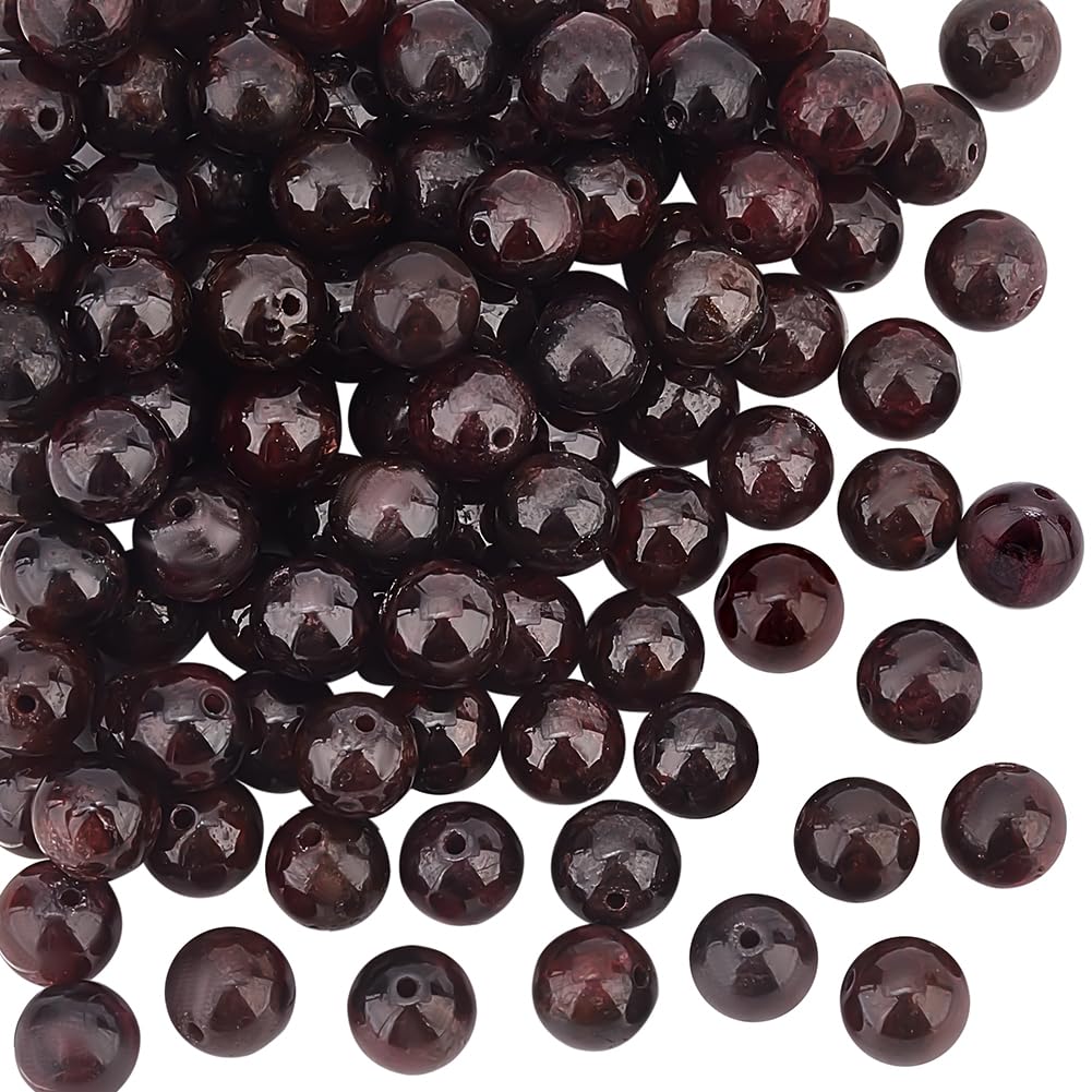 OLYCRAFT About 120~126pcs 6mm Natural Garnet Stone Beads Natural Garnet Beads Round Loose Gemstone Beads Energy Stone 5.5~6.5mm for Bracelet Necklace Earrings Jewelry Making DIY Crafting