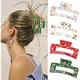 Canitor Christmas Claw Clips Elk Snow Santa Claus Printed Hair Clips Hair Accessories For Women Teen Teenage Stocking Stuffer