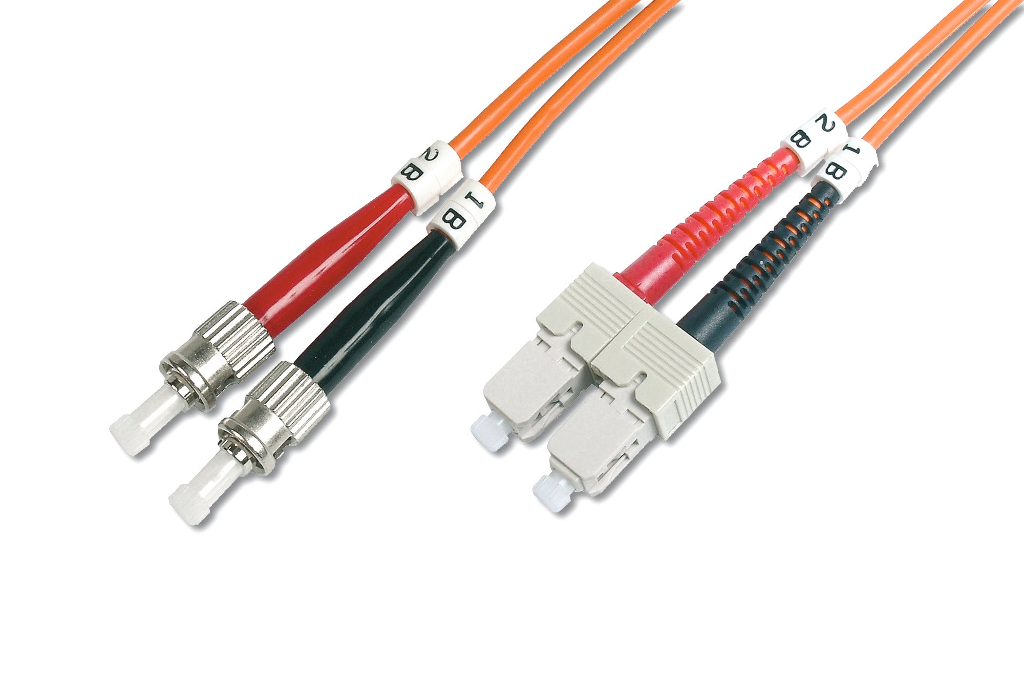 DIGITUS LWL patch cable OM2-2 m ST to SC fiber optic cable - LSZH - Duplex Multimode 50/125µ - 10 GBit/s - Orange