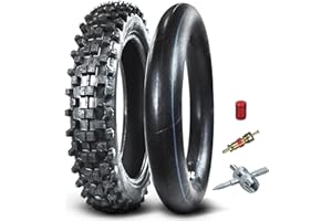 HOLATO Rear 80/100-12 3.00-12 Tire and Inner Tube for 110cc 125cc CRF70 CRF110 XR70 KLX110 TTR90 PW80 RM60 RM65 TaoTao DB14 SSR Apollo Coolster Dirt Pit Bike Motorcycle Off Road Motocross Heavy Duty