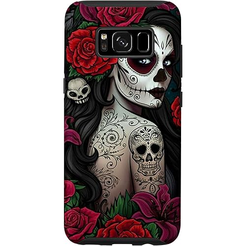 Galaxy S8 Sugar Skull Girl Roses Flower Case