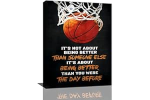 FEORAFEI Basketball Wall Art Basketball Sports Inspirational Quotes Wall Decor Boys Girls Kids Gift Canvas Painting Prints Artwork Home Decoration Framed for Kitchen Bedroom Living Room Bathroom 12"x16"