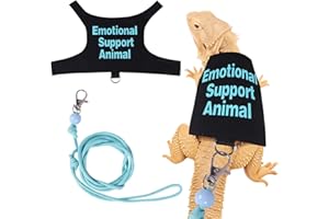 FNAOBAI Bearded Dragon Harness and Leash Set Adjustable Reptile Lizard Leash Rope Vest Clothes Starter Kit Accessories for Small Animal Outdoor Walking Training