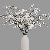 Geegoods Artificial Baby Breath Flowers, 10 Long Stem White Faux Branches for Tall Vases, Real Touch Indoor Home & Table Centerpiece Decor