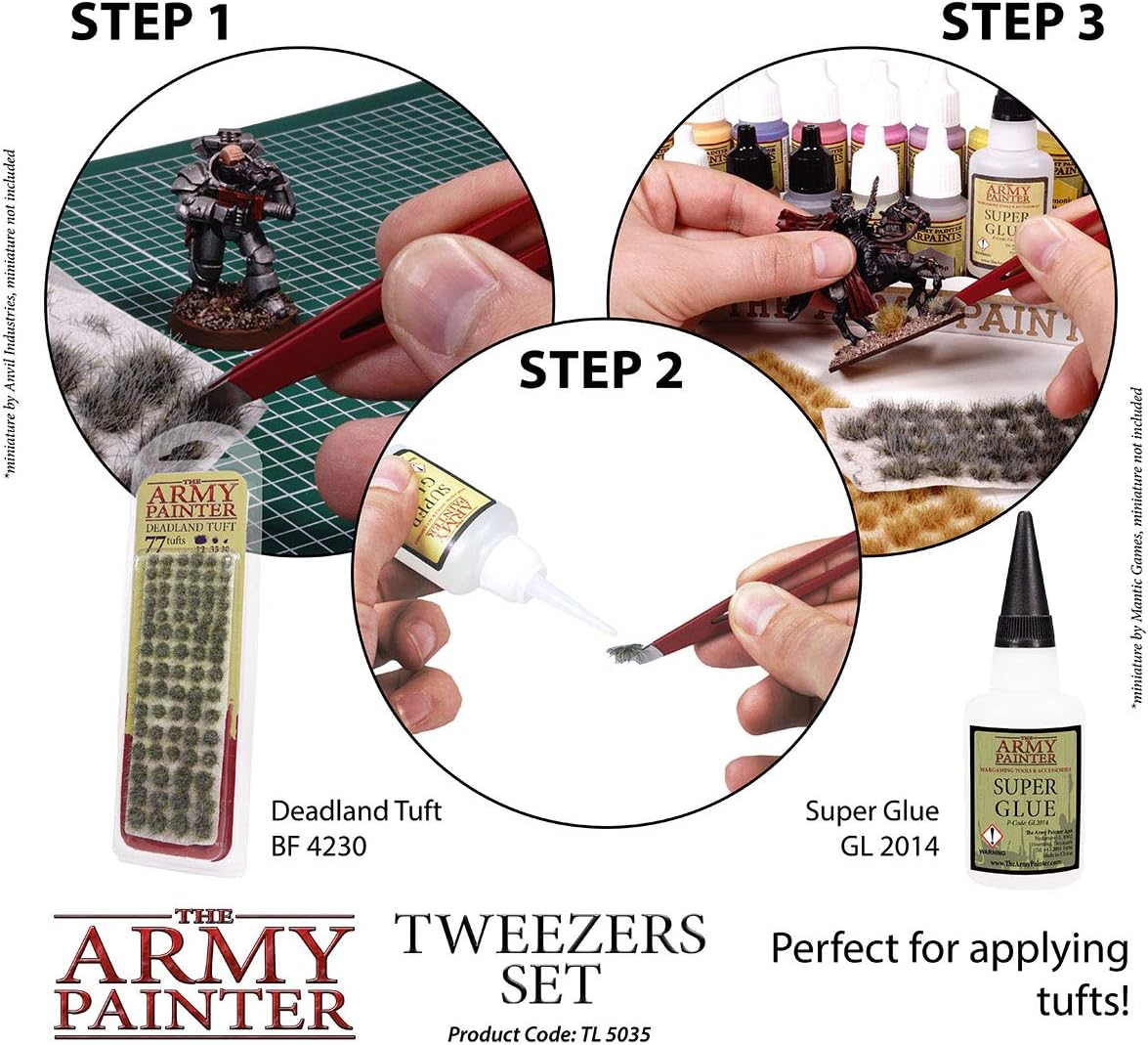 The Army Painter 2-Piece Precision Tweezers - Slant & Pointy, 95mm Flat Tip & 103mm Pointy Tip. for Assembling Miniatures and Crafting - Image 5