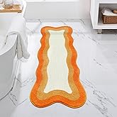 HAOCOO Irregular Shape Bathroom Runner Rug, 18x47 inch Soft Non Slip Orange Gradient Large Bathroom Rugs,Luxury Microfiber Washable Runner Rugs for Bedroom Bathtub Sink Shower