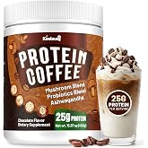 Protein Coffee Powder, Cold Brew Mocha Iced Coffee with 25g Protein | Collagen &amp; Plant Protein, Ashwagandha, Mushroom, Keto Friendly with MCT Oil, Probiotics for Energy, Focus, Digestion- 0 Sugar