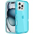 Follaroma for iPhone 16 Pro Max Case, Heavy Duty Shockproof Protection Phone Cases, Anti-Drop, Durable Dual Layer Transparent Protective Cover Compatible with iPhone 16 ProMax, 6.9 inch,Crystal Blue