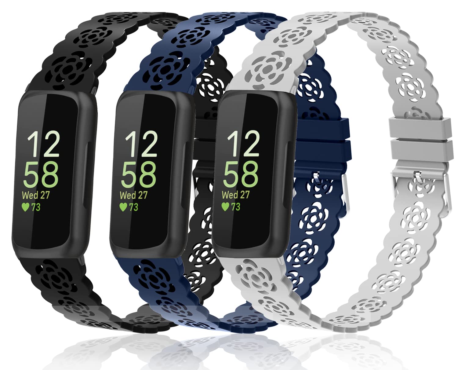 Nigaee Strap Compatible with Fitbit Inspire HR/2/3/8, Soft Silicone Adjustable Sport Replacement Wrist Strap