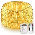 Bebrant LED Rope Lights Battery Operated String Lights-40Ft 120 LEDs 8 Modes Outdoor Waterproof Fairy Lights Dimmable/Timer with Remote for Camping Party Garden Holiday Decoration(Warm 1 Pack)