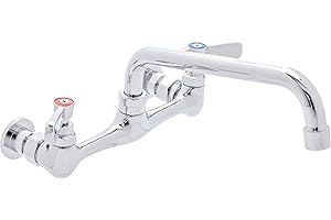 DuraSteel Commercial Sink Faucet - NSF No Lead 8” Center Commercial Wall Mount Faucet Kitchen with 8 Inch Swivel Spout - Lever Handle - Industrial Restaurant Kitchen Utility Prep Sink Mounted Faucets