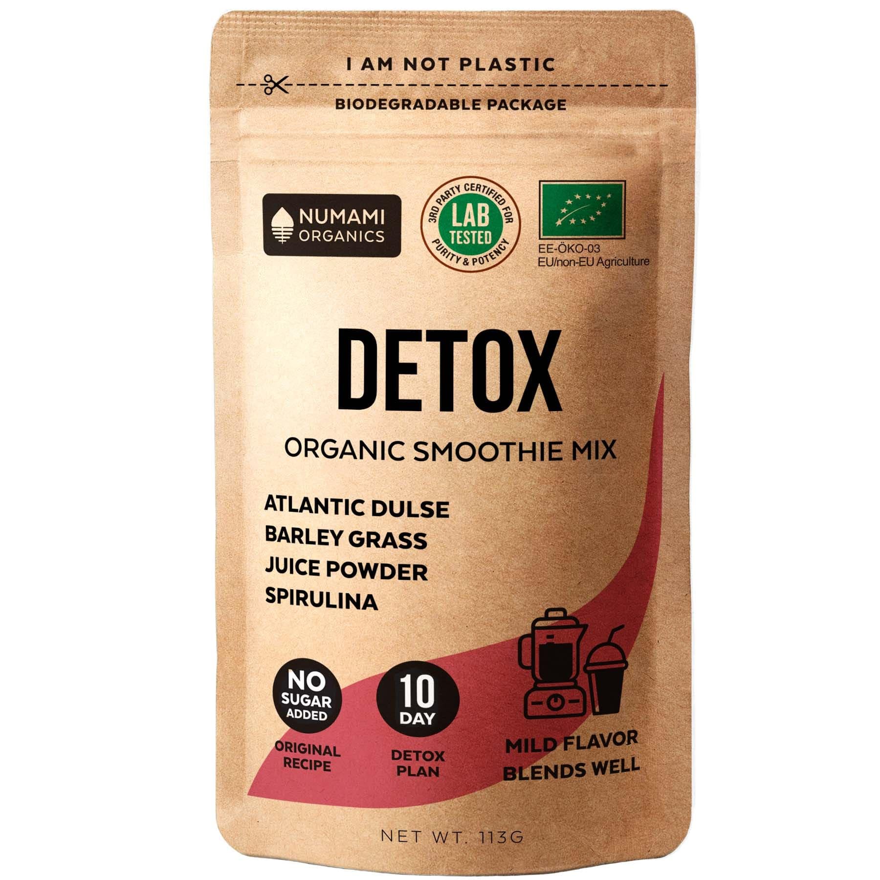 Detox Organic Smoothie Powder with Healthy Spirulina, Atlantic Dulse and Barley Grass Juice Powder, Premium Quality superfood from Europe