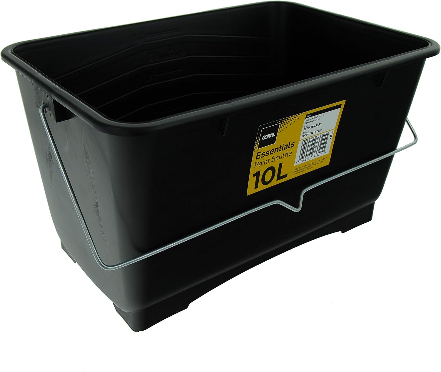 Coral 73321 Essentials Plastic Paint Scuttle Container with Metal Handle for Paints and Paste 10 Litre, Black - Image 4
