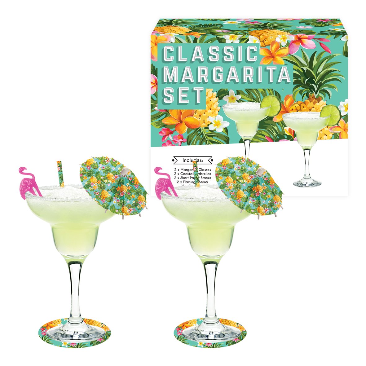 Vintage Kitchen Company Margarita Cocktail Glasses Gift