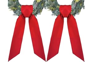 RunNico 2 Pack Front Door Wreath Blank Sash - 3.3" W x 52.8" L Red Plain Wreath Accessories for Christmas Halloween Party Yard Wall Doorway Outdoors Decoration