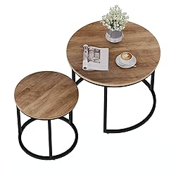 Smuxee Nesting Coffee Table Set of 2, 23.6" Round