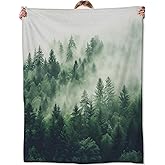 Zeleda Forest Blanket,Gifts for Nature Lovers,Lightweight Flannel Throw Blankets,Pine Tree with Foggy Mountain Background Throws Home Decor,for Couch Living Room Office,60x50inch