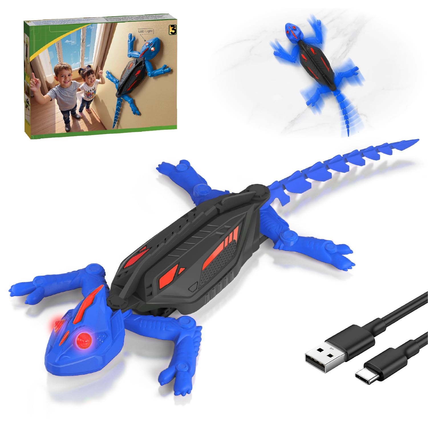 Wall Climbing Gecko, Rechargeable Wall Crawler Chameleon, RC Robot Crawls Along Walls and Ceilings, LED Eyes, Realistic Movements, Christmas & Birthday Gifts for Boys and Girls 3, 4, 5, 6, 7, 8+ — image 1