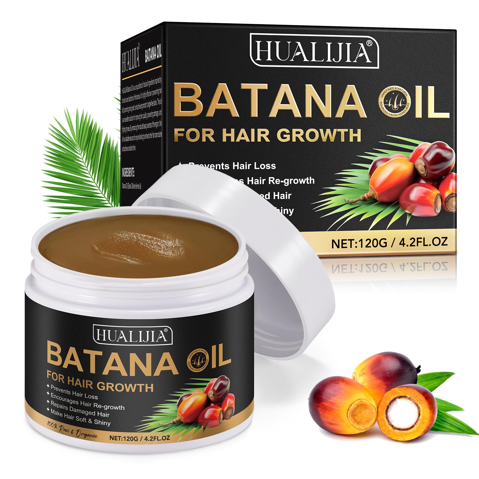 Raw Batana Oil for Hair Growth – Pure, Unrefined & Organic – Dr. Sebi Scalp & Hair Oil – Stops Hair Loss, Promotes Thicker, Fuller Hair – For Women & Men (120g/4.2 fl oz)