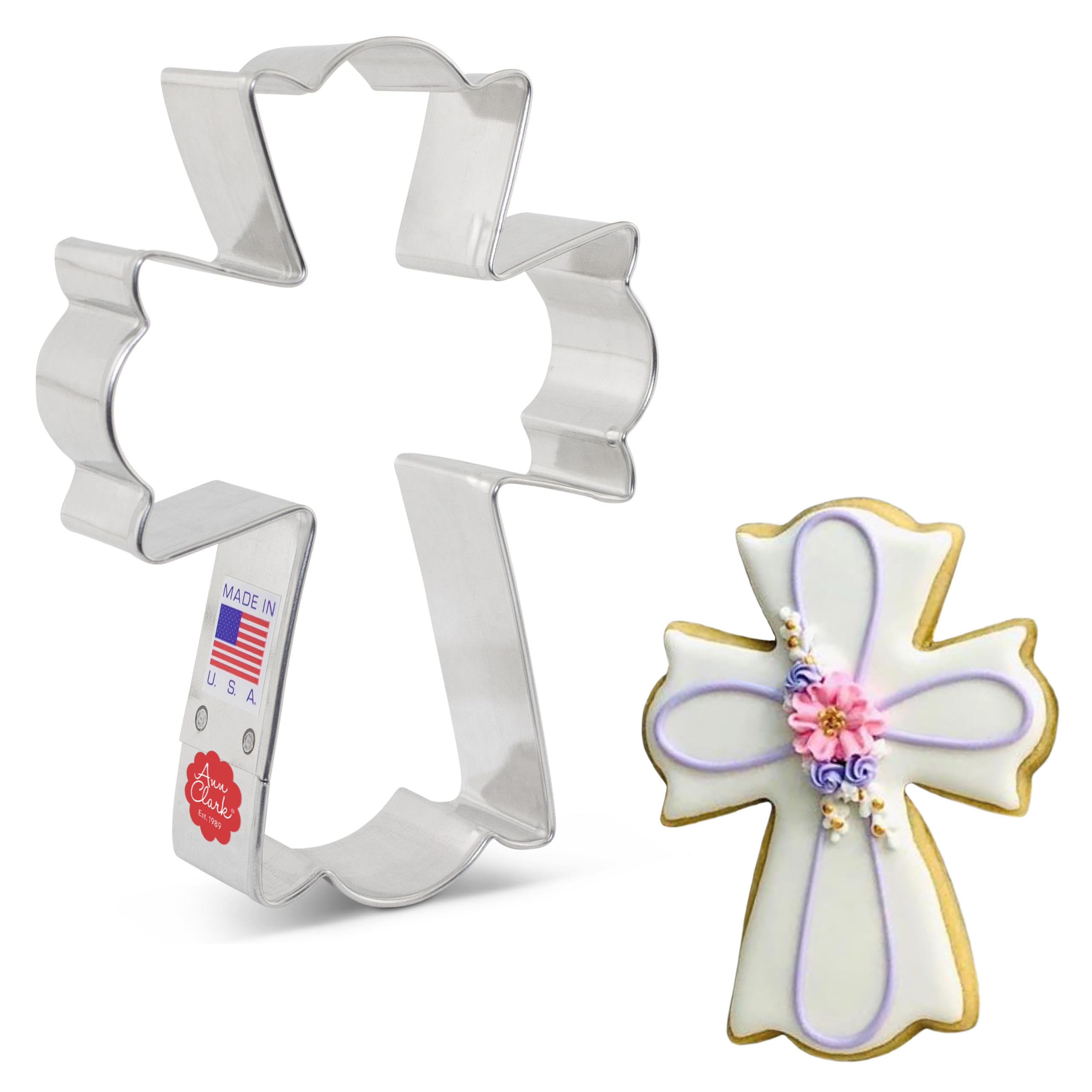 Large Fancy Cross Cookie Cutter, 4.5" Made in USA