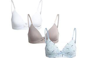 bebe Girls' Training Bra - 3 Pack Wire Free Soft Microfiber Molded Bra with Adjustable Straps (A Cup/B Cup)