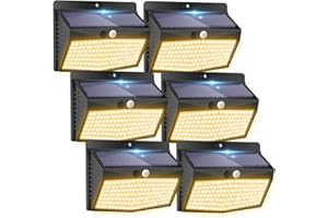 PEASUR [138 LED/6 Packs] Solar Outdoor Motion Sensor Lights with 3 Lighting Modes Wireless Solar Wall Lights Waterproof Solar Security Powered Lights for Garden Fence Yard Deck Garage, Warm White