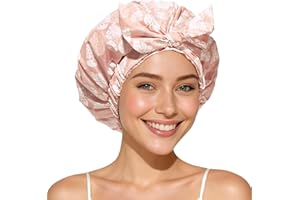 Yanibest Shower Cap for Women Reusable Waterproof, Adjustable Non-Slip Shower Hair Cap, Washable Bath Hat for Long Hair