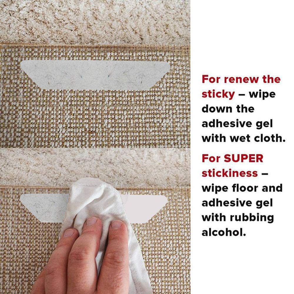 ACMEDE Rug Gripper Non Slip Anti Curling Rug Stoppers Keeps Rug Corner Flat Carpet Anchors for Indoor Reusable Carpet Gripper 8 PCS 7.08 x 1.18 x 0.07 inch